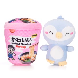 Kawaii Kuties 6.5” / 17cm Penguin Plush in a Ramen Noodle Pot Soft Toy
