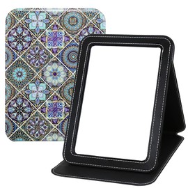 GLINTZ Desk Makeup Mirror, 8.9 x 6.5 inches Table Mirror with Foldable Stand for Shaving and Travelling