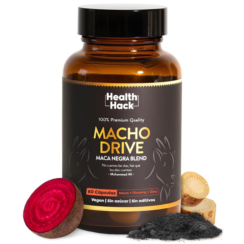 Multivitamínico Hombre Maca Negra Roja Ginseng Zinc Cápsulas Health Hack