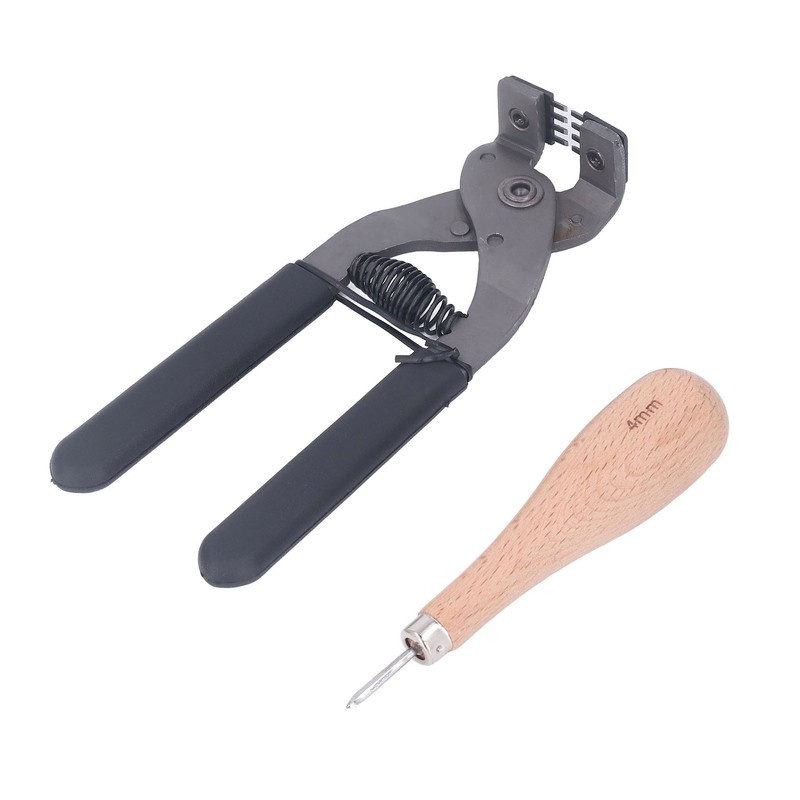 Leather Silent Pliers Diamond Awl Black Handle 4mm 4 Teeth