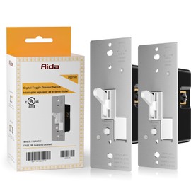 AIDA Toggle Slide Dimmer Switch for Dimmable LED Light/CFL/Incandescent 600 Watt max, Single-Pole or 3-Way, Rocker On/Off Wall Switch with Dimmer Slider, Wall Plate NOT Included, UL Listed, 2 Pack