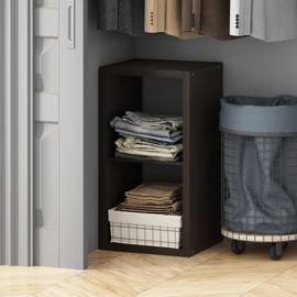 Furinno Cubic Open Back Multipurpose Clothing & Closet Storage Organizer Shelf, 2-Cube, Dark Oak