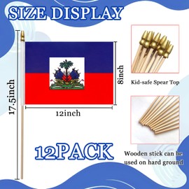WEITBF 12 Pack 8×12 Inch Haiti Flags Haitian Flags on Stick Mini Handheld Flag Outdoor Decorations