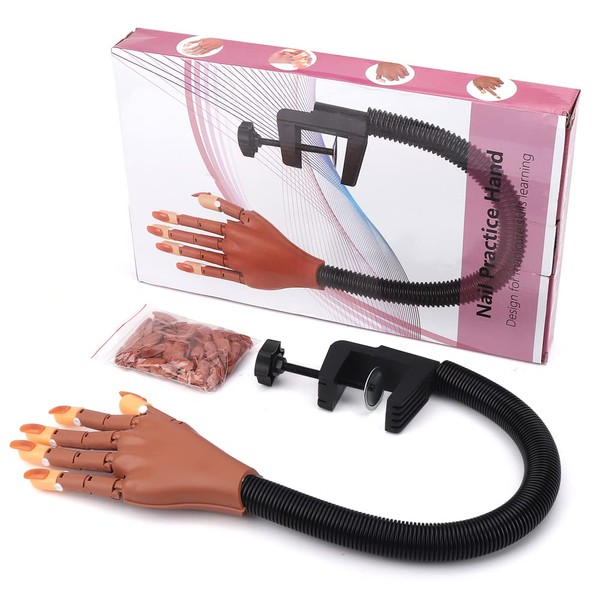 LIONVISON Practice Hand for Acrylic Nails-Fake Flexible Movable Practice Nail Hand Practice for Acrylic Nail Kit, Maniquin Hand for Nail Practice With 100Pcs Refill Nail Tips