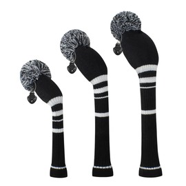 Knitted Pom Pom Golf Headwear Set for Driver Wood, Fairway and Utilities, Driver Headcases, Wooden Headcases, Other Club Headcovers
