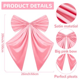 Big Pink Bow Decorations for Coquette Birthday Party Satin Ribbon Twist Tie Bow Large Pink Wall Bow Hanging Decor Giant Coquette Bachelorette Decoration Baby Shower Room Backdrop Bridal Party Supplies