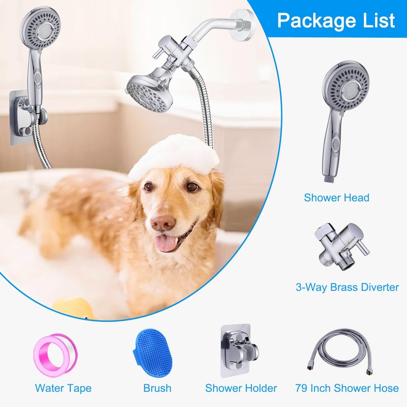 Dog Shower Attachment,Shower Head Sprayer Attachment with ON/OFF Shower Head,