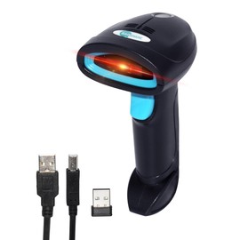 BAOSHARE Escáner de Código de Barras Inalámbrico, Lector de Código de Barras Láser 1D Dispositivo inalámbrico de 2,4 GHz con Receptor USB para supermercado, inventario, almacén