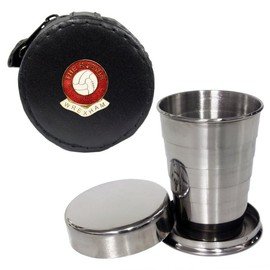 Knight 2oz Collapsible Drinking Cup with Leather Wrexham Football Club Case