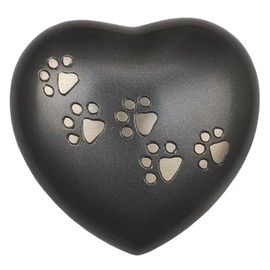 Royal Rapture Urn for ashes Paw Heart Funeral Cremation Memorial Keepsake Pet Dog Cat |Without Stand (Black 5") RHP03-02