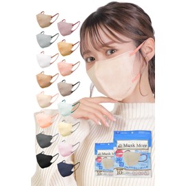 [MaskMore] マスクモア 3Dマスク 冷感マスク 不織布 立体 不織布マスク 立体マスク 小顔マスク 丸顔タイプ バイカラー おしゃれ カラーマスク マスク 花粉症対策 20枚入り ヘーゼルナッツ