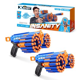 XSHOT Insanity Manic Blaster Dual Pack by ZURU with 48 Darts, Air Pocket Technology Darts and Dart Storage, Outdoor Toy for Boys and Girls, Teens and Adults