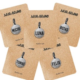 JULIA AND BRUNO Placa de Identificación para Gato con Personalización de Nombre y Teléfono