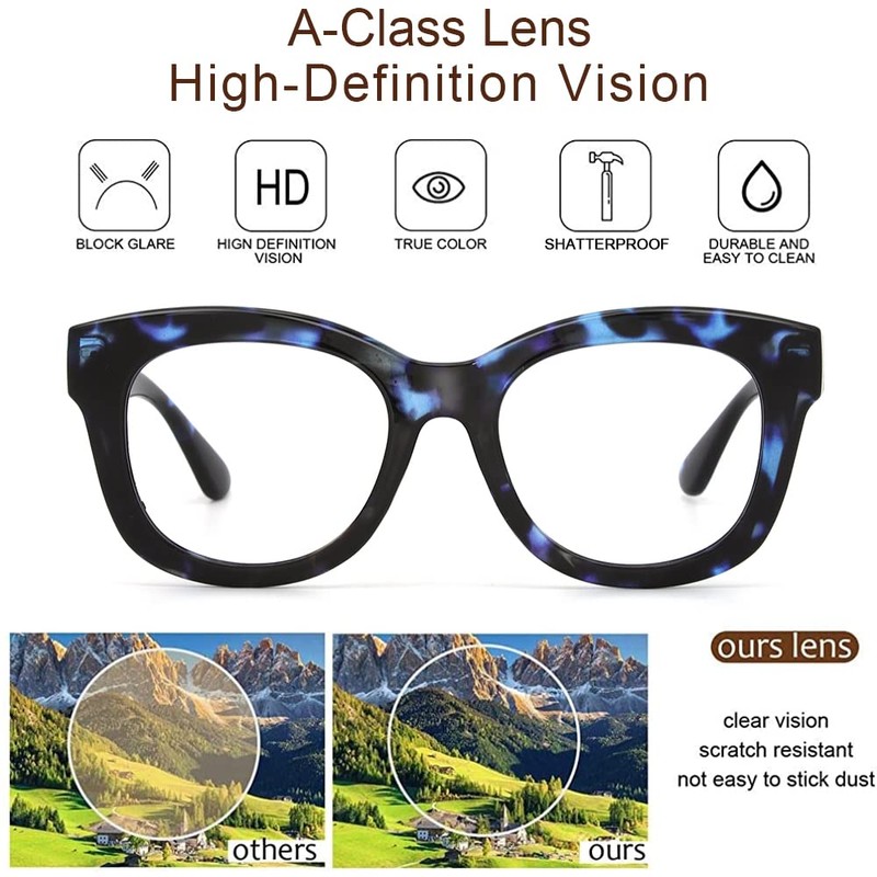 JiSoo Oversized Reading Glasses for Women Men 1.75, Stylish Designer
