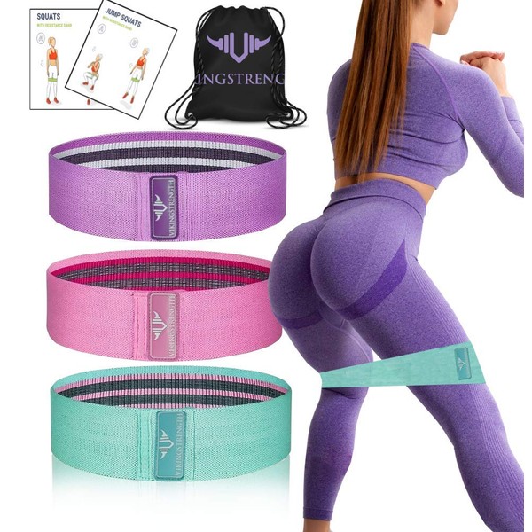 Vikingstrength Booty Bands, Resistance Bands, 3 Levels Exercise Workout Elastic Bands for Legs and Butt, Non-Slip Glute Hip Thigh Band, Booty Bands for Woman Gym Work Out (Pink)
