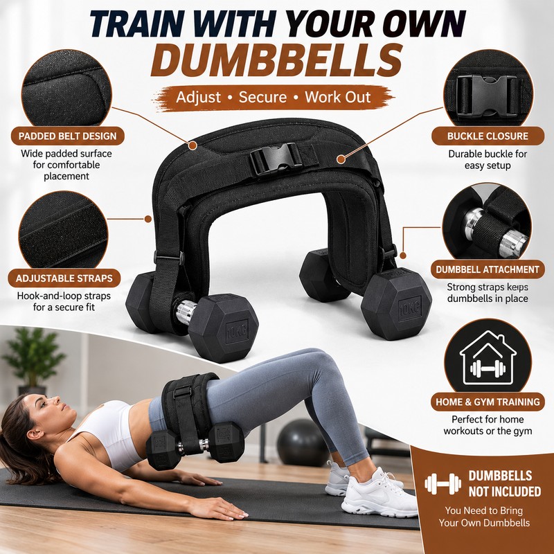 Weighted Hip Belt for Dumbbell Training – Adjustable Nylon Workout