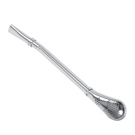 Mate Tea Bombilla Stainless Steel Mate Gourd Bombilla Straw Spoon with Straw Filter, Silver