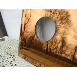 Beveled Bronze 6" Square Mirror W/Center Hole USA Crafts Home Deco Wall