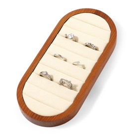 Woodten Small Jewelry Rings Display Tray Solid Wood Jewelry Display Organizer Tray for Rings Stud Earrings(Beige)