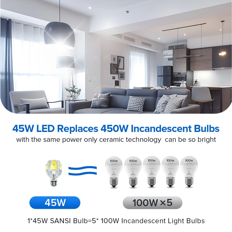Sansi Energy Efficient LED Bulb 7000LM 5000K Daylight 45W=450W Bright