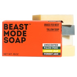 Beast Mode Soap for Men, 4-Bar Variety Pack – Natural Grass-Fed Tallow Bar Soap Set, Activated Charcoal & Multiple Scents, Handcrafted, Non-Toxic
