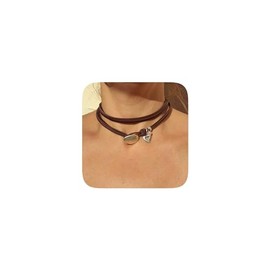 Nexoluxa Boho Choker Necklace for Women Western Leather Shell Cord Trendy Layered Western Turquoise Accessories Necklaces Jewelry for Women - Heart