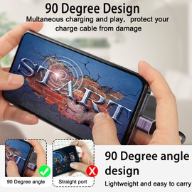 QIANRENON USB 4.0 C 90 Degree Angle Adapter 240 W 40 Gbps Type C 4.0 Male to Female Right Angle Connection, LED Display, Support 8K Audio/Video Transmission, 2 Pieces (Stereoscopic Bending)