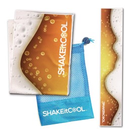 SHAKEitCOOL Original Cooling Towel – Be Cool in Style - Heat Relief, Soft, Lightweight, Sun Protection, Easy Clean - Perfect for Biking, Running, Yoga, Gym, Gardening - Beer