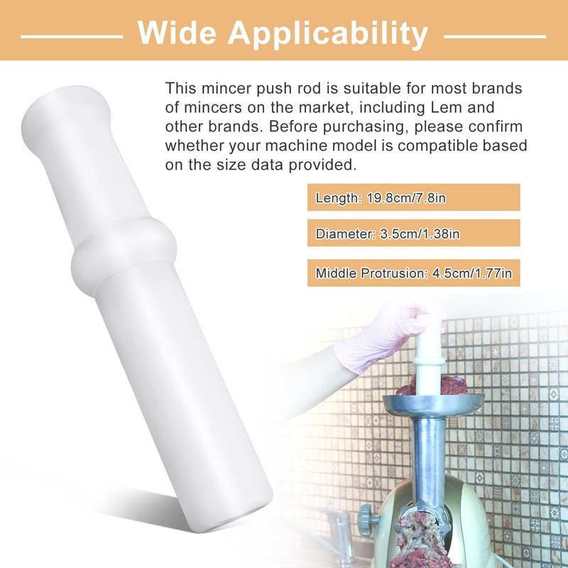 Universal Meat Grinder Pusher Tool, Food Contact Grade Plastic 7.8