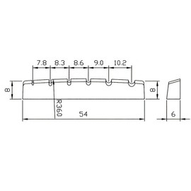 White graphite guitar top nut 6 string 54mm x 6mm