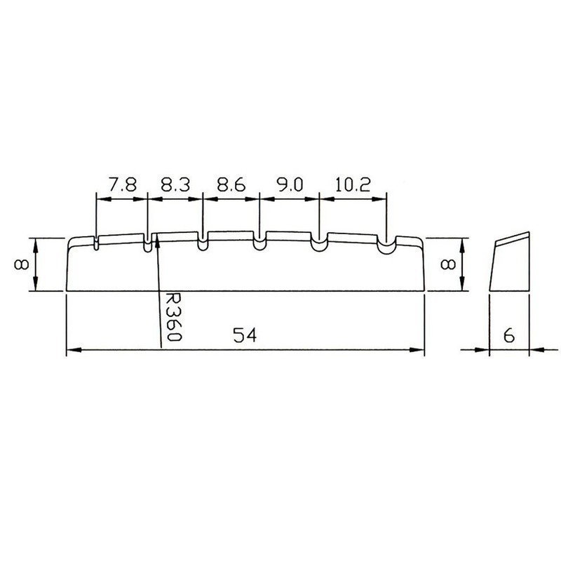 White graphite guitar top nut 6 string 54mm x 6mm