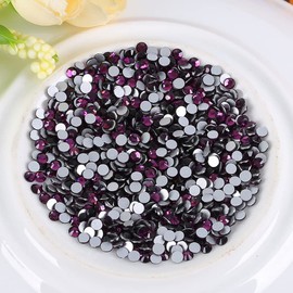 Onwon 1440 Pcs Crystal Flat Back Brilliant Round Rhinestones Glass Stones Glitter Gems Faux Diamond for Craft,Nail Art,Shoes,DIY Decorations (SS4/1.6mm, Purple)