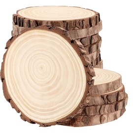 FUNSUEI 16 PCS 6-7 Inches Unfinished Natural Wood Slices, Natural Wood Coasters with Bark, Wooden Circles for DIY Arts and Crafts, Christmas Ornaments, Rustic Wedding Christmas Ornaments