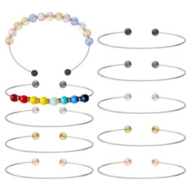 beinkmake 10Pcs 2.6 inch Blank Bangle Bracelets Beadable Silver Open Bangles with Removable Ball Bead Blank Cuff Bracelet for Crafting DIY Jewelry Making Supplies