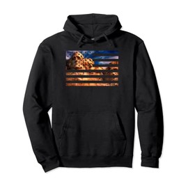 Mount Rushmore on American Flag Presidents Founding Fathers Pullover Hoodie