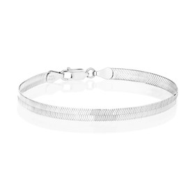 Miabella 925 Sterling Silver Italian Solid 4.5mm Flexible Flat Herringbone Link Chain Bracelet for Women Men, Made in Italy (Length 7 Inches)
