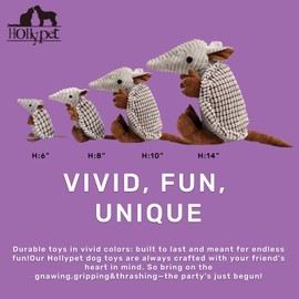 Hollypet Fluffy Dog Toys - Squeaky Plush Dog Toys for All Breeds, Stuffed Toys for Small Medium Large Dogs, Cute Animal-Big Armadillo Toys, Puppy Chew Toy with Clean Teeth| Gray Small