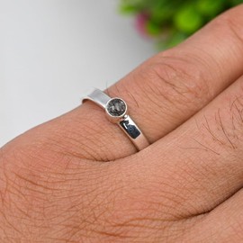 JEWELSTREZORO Rutilquarz Edelstein-Bandring für Herren und Damen, alle Größen, 925er-Sterlingsilber, handgefertigter Geschenkartikel, Schmuck TSR106M_69 (22.0)