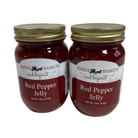 Amish Red Hot Pepper Jelly Non GMO All Natural Vegan - 18 oz - 2 Jars
