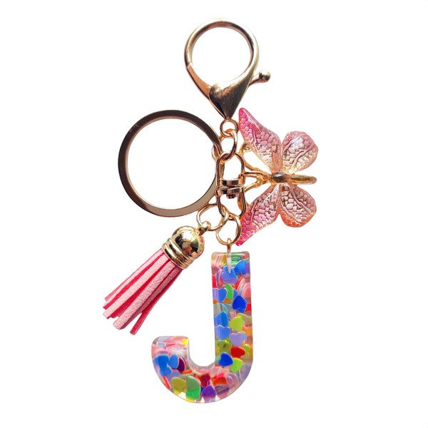 SANLONGXL Cute Initial Letter Keychains for Women Girls Tassel Butterfly