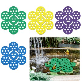 4pcs Floating Bee Island, Floating Bee Watering Station for Hive Butterfly Drinking Fountain Porous Design for Easy Feeding Outdoor Garden Decor (Yellow, Green, Blue, Purple)