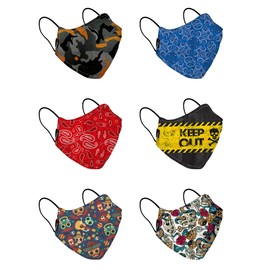 Cloth Face Masks Reusable Washable Adjustable Masks Printed Face Covering for Women Kids 6 Pack (Set 5)