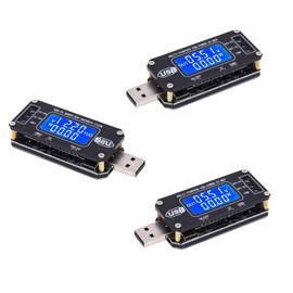 3-Piece DC-DC CNC USB Step Up/Down Power Supply Regulator Module 3.5V-12V to 1.0V-24V 2-3W, Adjustable Boost Buck Voltage Converter Digital Display Voltmeter Ammeter Battery Capacity Tester
