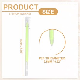 PATIKIL 24 Pcs Colored Gel Pens, 0.5mm Fine Point Pastel Gel Pens High Light Ink for DIY Projects Painting Journaling Notebook Black Paper Drawing, 15cm Length Yellow Ink