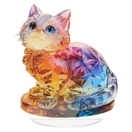 prota Kitten Acrylic Decorative Desktop Decoration Cat Decoration, Colourful Kitten Desktop Standing Decoration 2D Decorative Sign, Cat Flat Decorative Sign for Office, Living Room and Room Decoration
