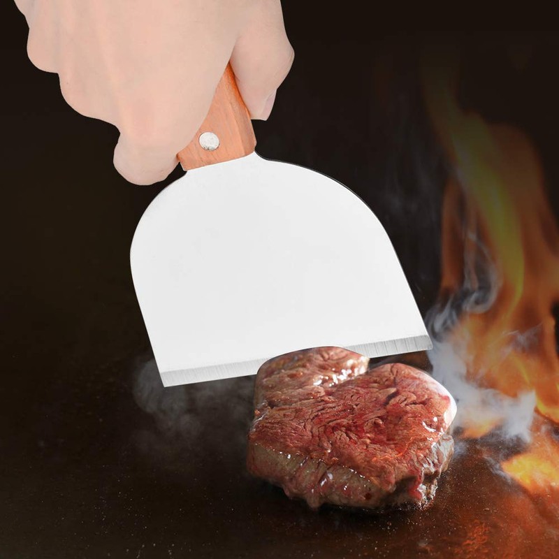 Agatige Grill Scraper with Wood Handle, Grill Griddle Scraper Tool