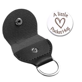 Miquora Pocket Hug Token, Double Sided Inspirational Pocket Hug Token Gift with Leather Keychains, Thinking of You Present, Encouragement Long Distance Relationship Keepsake
