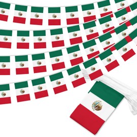 Mexico String Flag Pennant Banner, 5.5 x 8.3 Inch Mini Mexican Flags Bunting Banner, Festival Sports Event Party Classroom Outdoor Indoor Decor, 20 Ft 20 Flags