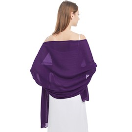 Ciormis Chiffon Shawl for Women Dressy, Purple Shawls and Wraps for Evening Dresses, Sheer Formal Shawl for Wedding Bridesmaid or Bridal (Purple)