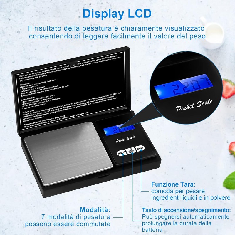 Digital Mini Scale, 200g 0.01g/0.001oz Pocket Jewellery Scale, Digital Grams